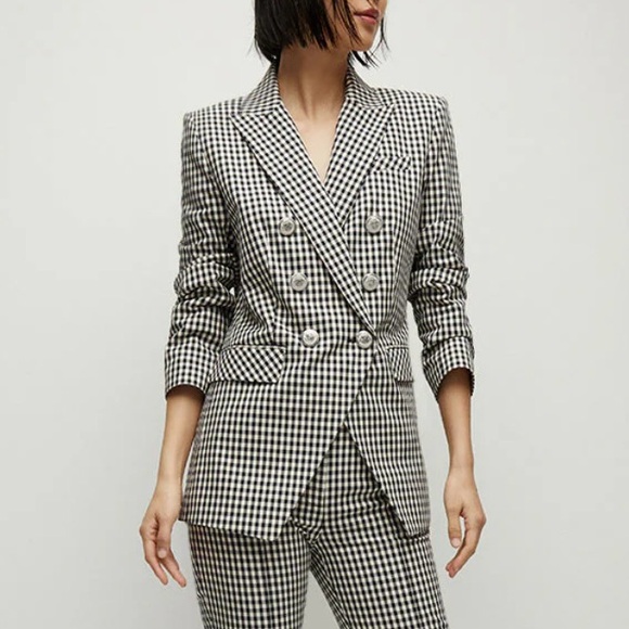 Veronica Beard Charleston Dickey Jacket Black/Ecru Gingham Plaid Check Size 10 - Picture 9 of 11